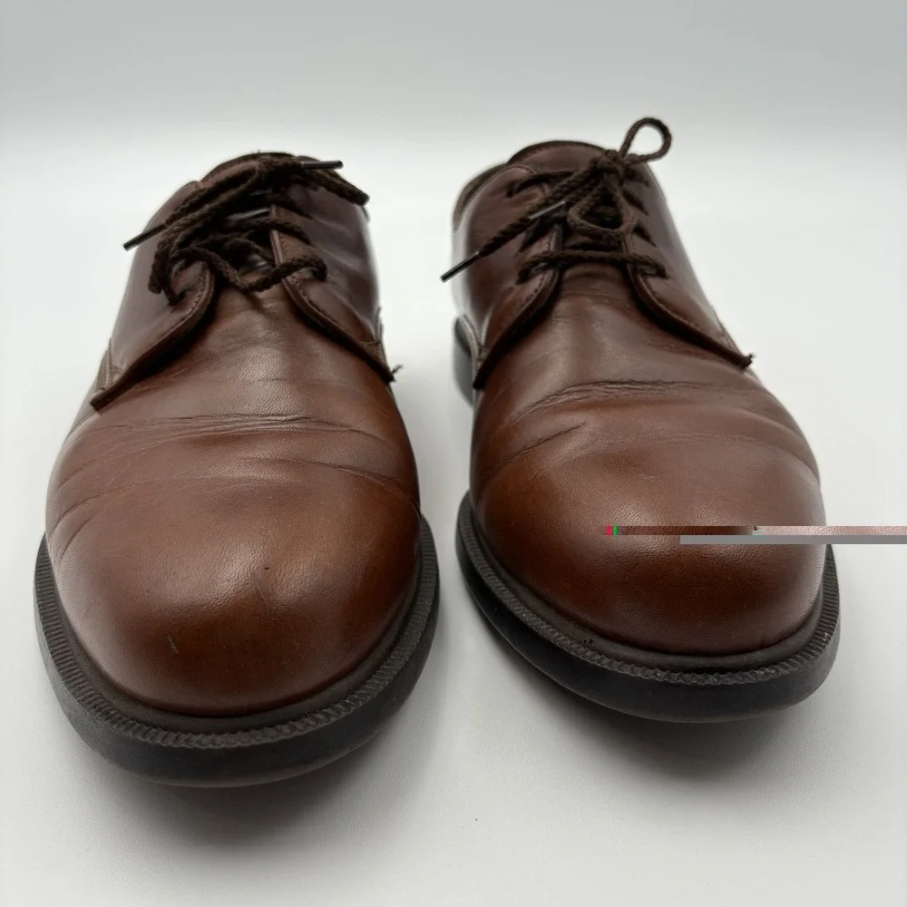 Florsheim Mens Dress Shoes 10 D Brown Leather Plain Toe Derby Oxford Lace Up